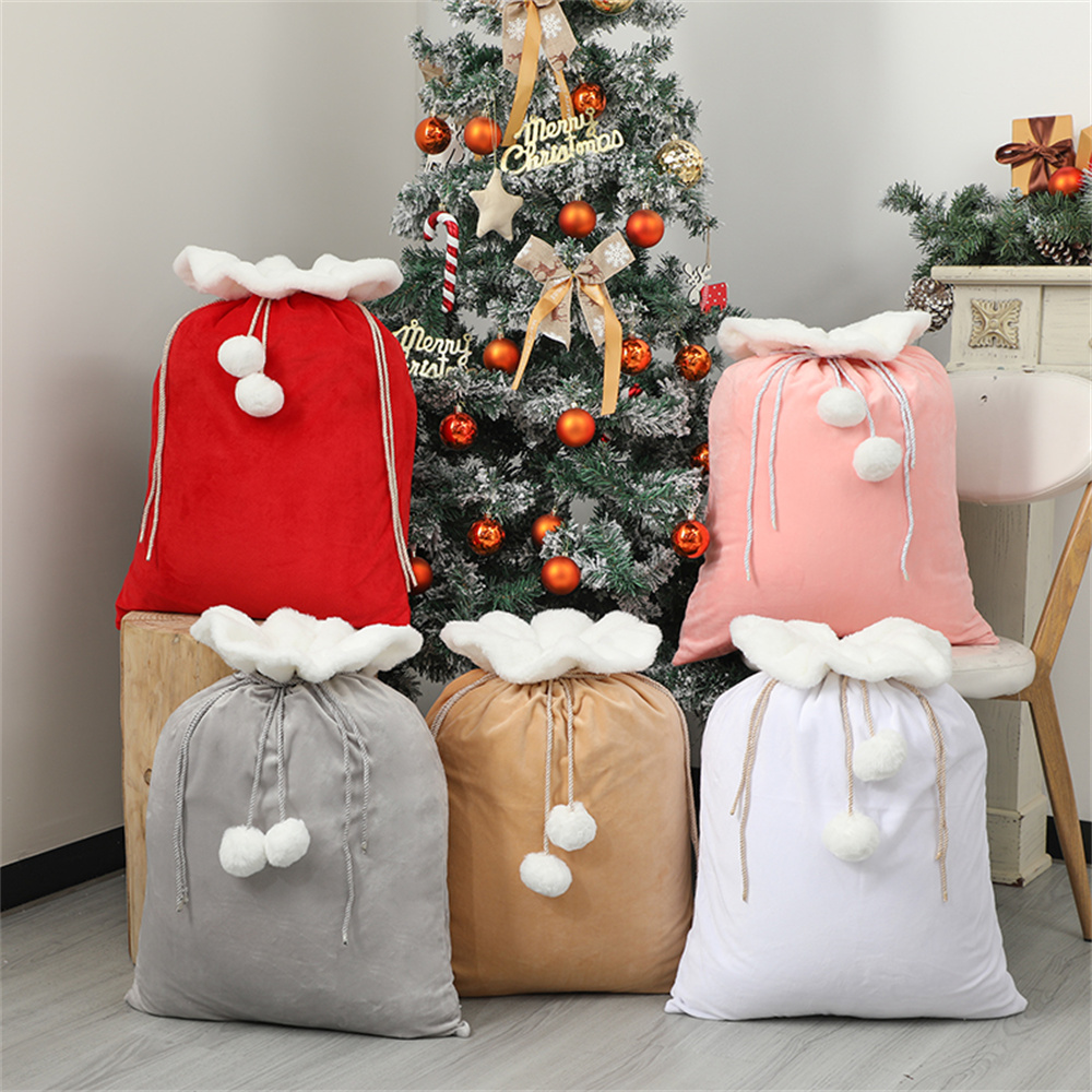 Luxury Xmas Bags - Plush Christmas Santa Sack Cord Drawstring