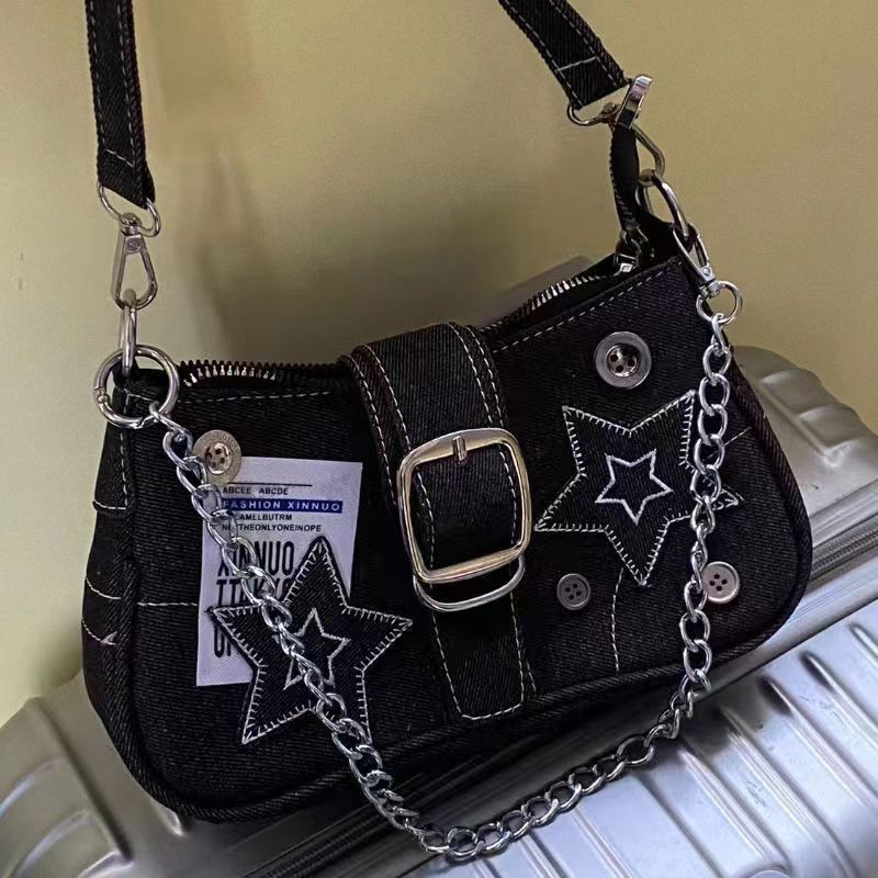 Canvas Tote Designer - Women's Y2K Star Denim Half Moon