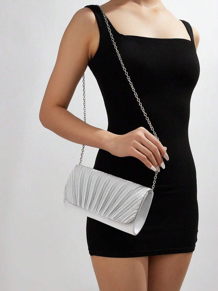 Womens Pleated Satin Mini Flap - Mini Bag Evening Clutch のレビューと価格