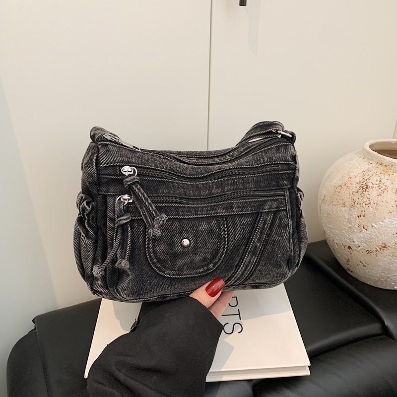 Street Style Retro Blue Denim  - Luxury Bags Vip のレビューと価格
