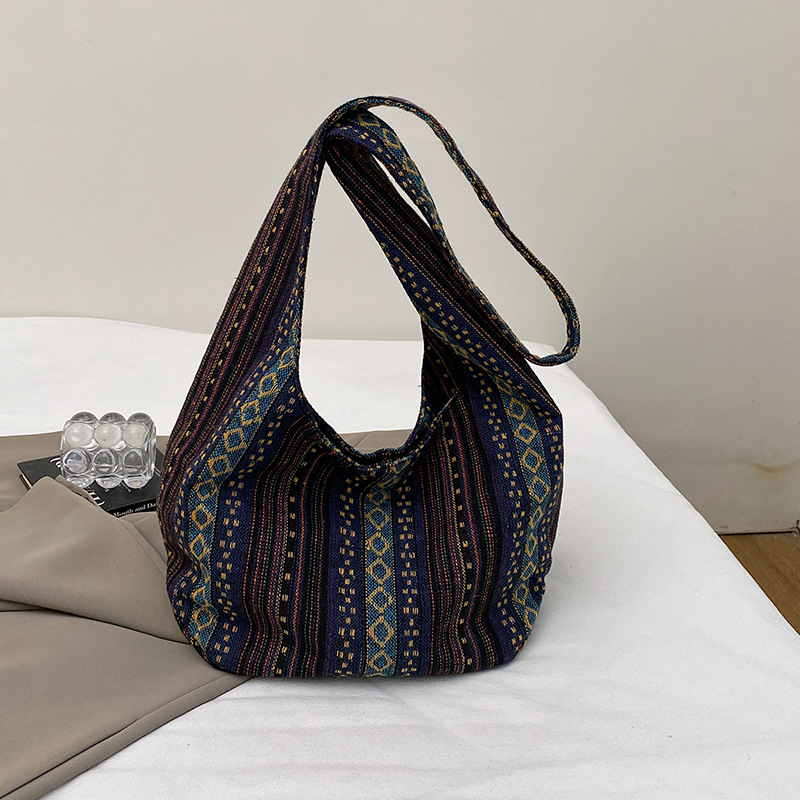 Striped Large Capacity Crossbo - Canvas Tote Designer のレビューと価格