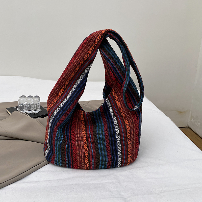 Striped Large Capacity Crossbo - Canvas Tote Designer のレビューと価格