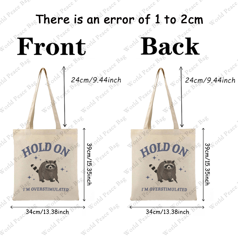 1 pc Hold On I'm Overstimulate - Canvas Tote Designer のレビューと価格