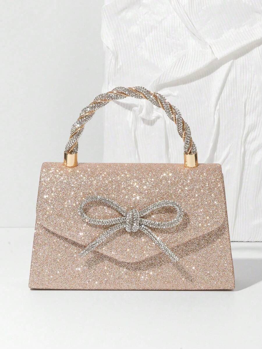 Glitter Rhinestone Bow Clutch  - Mini Bag Evening Clutch のレビューと価格