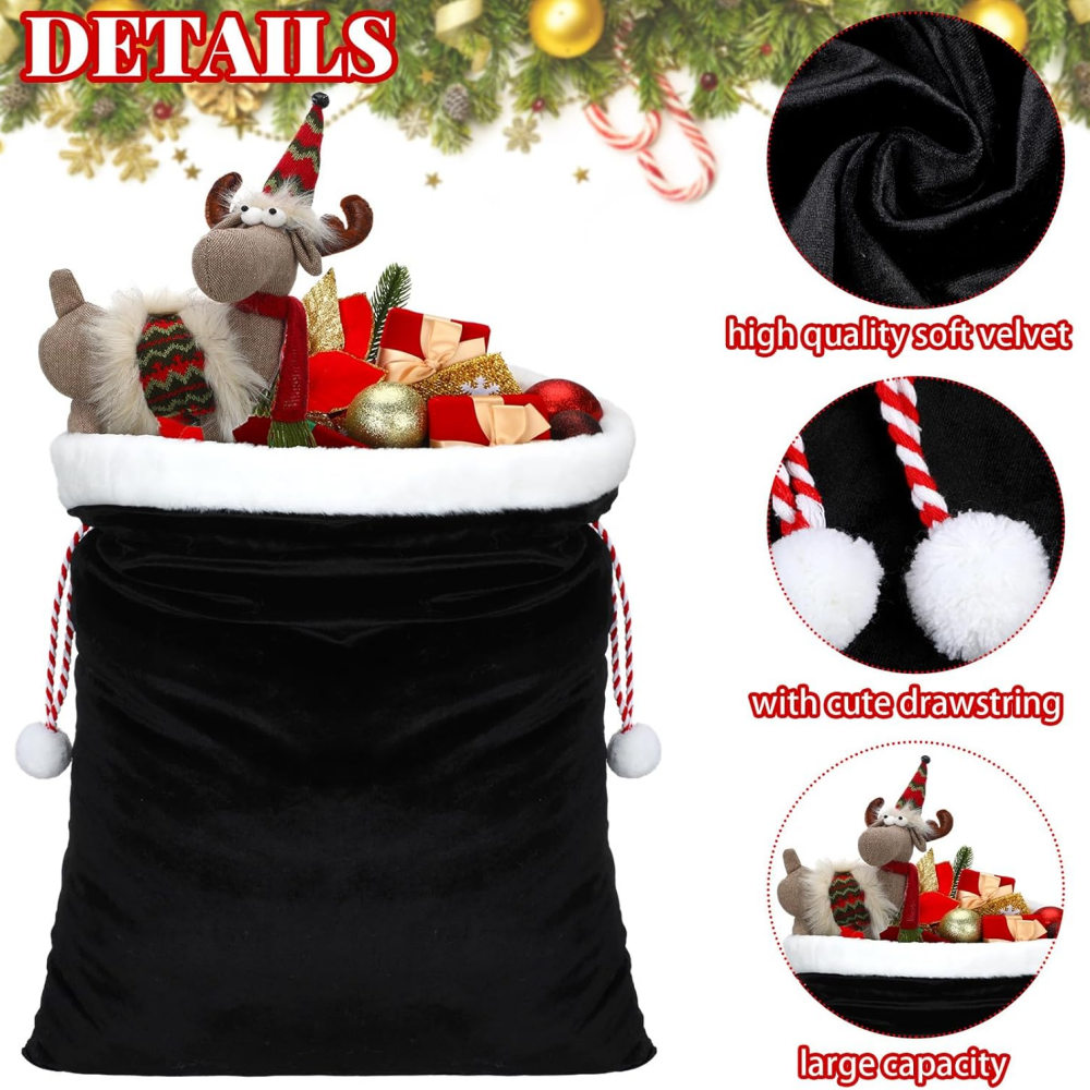 Black Santa Sack Bag Faux Fur  - Luxury Xmas Bags のレビューと価格