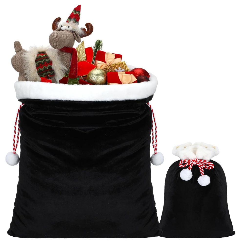 Black Santa Sack Bag Faux Fur  - Luxury Xmas Bags のレビューと価格