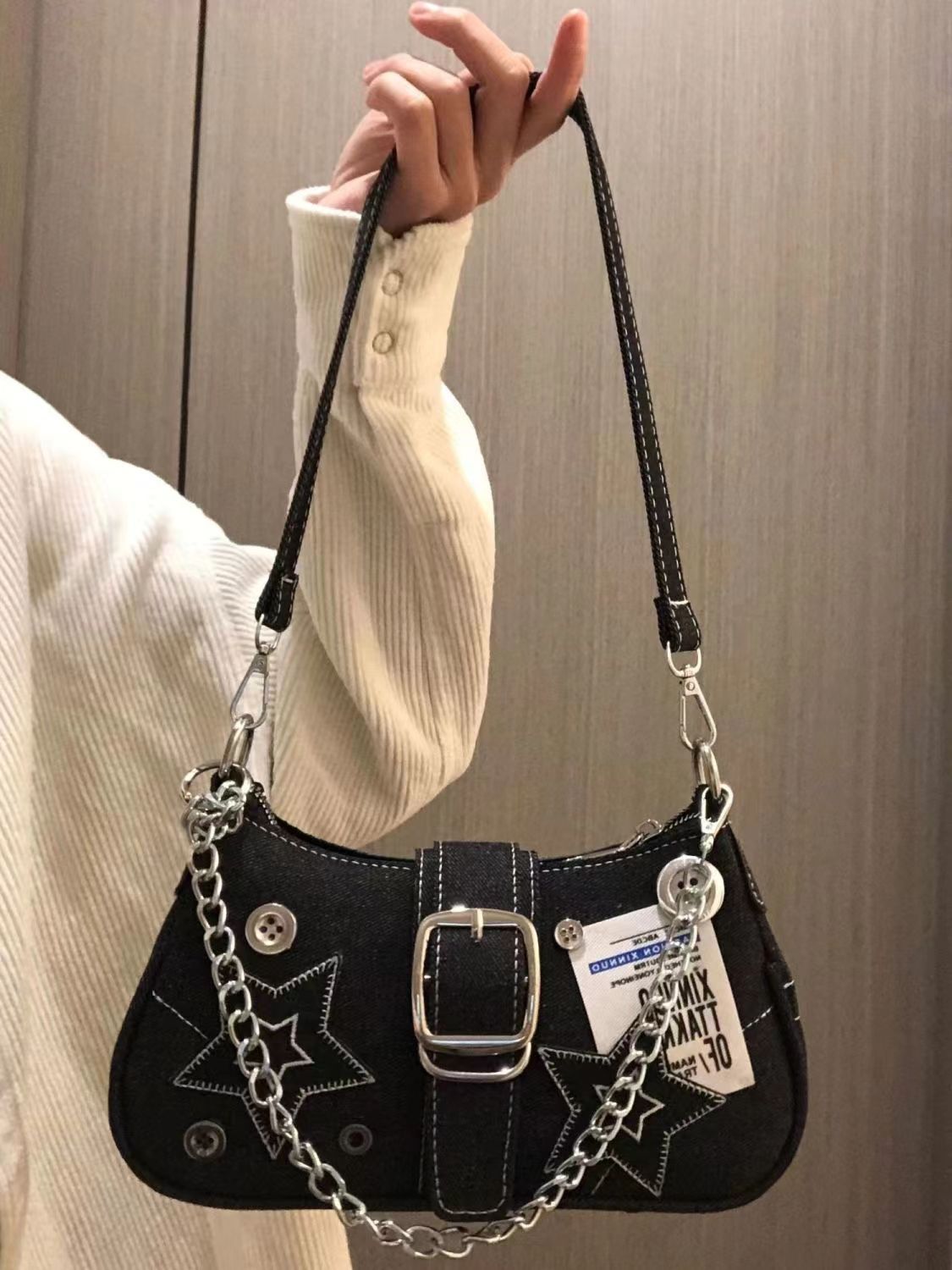Women's Y2K Star Denim Half Mo - Canvas Tote Designer のレビューと価格